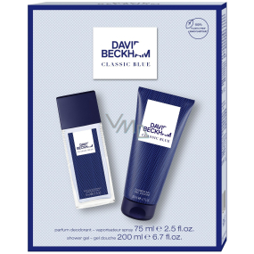 David Beckham Classic Blue perfumed deodorant glass 75 ml + shower gel 200 ml, cosmetic set for men