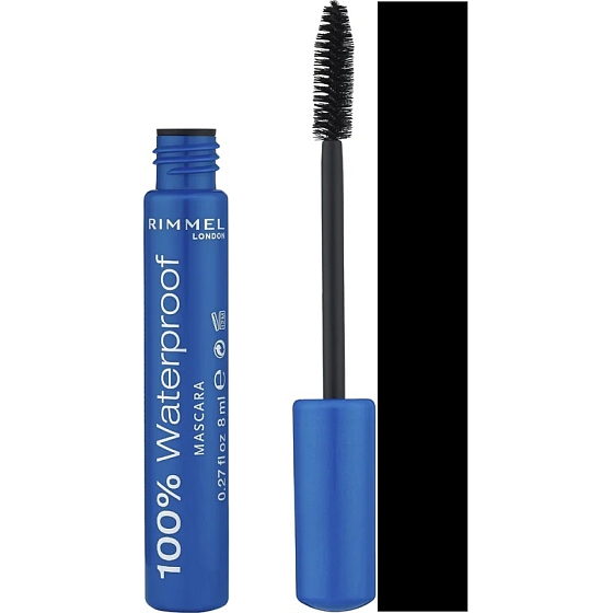 Rimmel London 100% Waterproof Waterproof Lengthening Mascara Black 8 ml