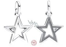 Charm Sterling silver 925 Glittering Star - Mini medallion, space bracelet pendant