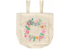 Albi Canvas bag with bottom Flowers 43 × 41 × 11 cm