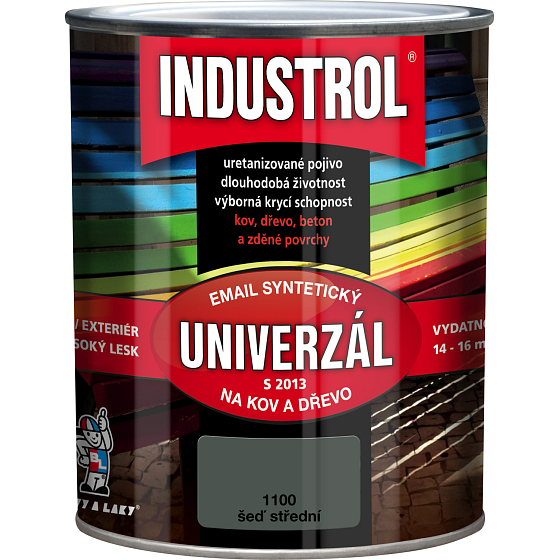 Industrol S2013 universal gloss topcoat for metal and wood, 1100 medium gray, 600 ml