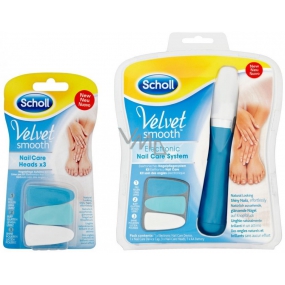 Scholl Velvet Smooth Nail Care System Blue electric nail file + Scholl Velvet Smooth Blue spare head for electric nail file 3 pieces, duopack
