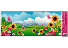 Room Decor Window film without glue landscape with pink butterfly 60 x 22, 5 cm 1 piece
