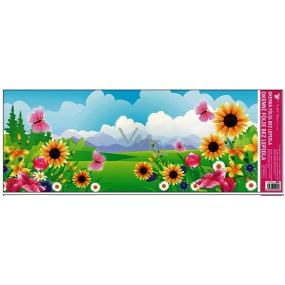 Window foil without glue landscape with pink butterfly 60 x 22, 5 cm 1 piece