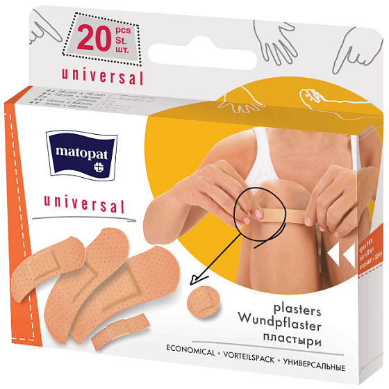 Matopat Universal universal plasters with pad 5 different sizes 20 pieces