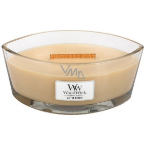 WoodWick At the Beach - On the beach scented candle with wooden wide wick and glass boat lid 453 g