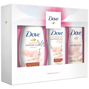 Dove Relaxing Care Winter Care shower gel for women 250 ml + body lotion 250 ml + deodorant antiperspirant spray for women 150 ml, gift box