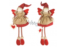 Jute angel standing with striped legs 34 cm 1 piece