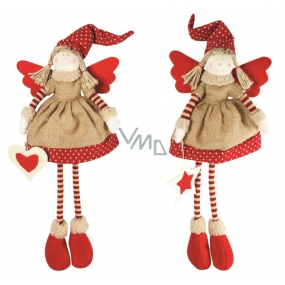 Jute angel standing with striped legs 34 cm 1 piece