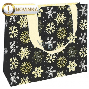 Nekupto Gift paper bag with embossing 23 x 18 cm Christmas yellow snowflakes