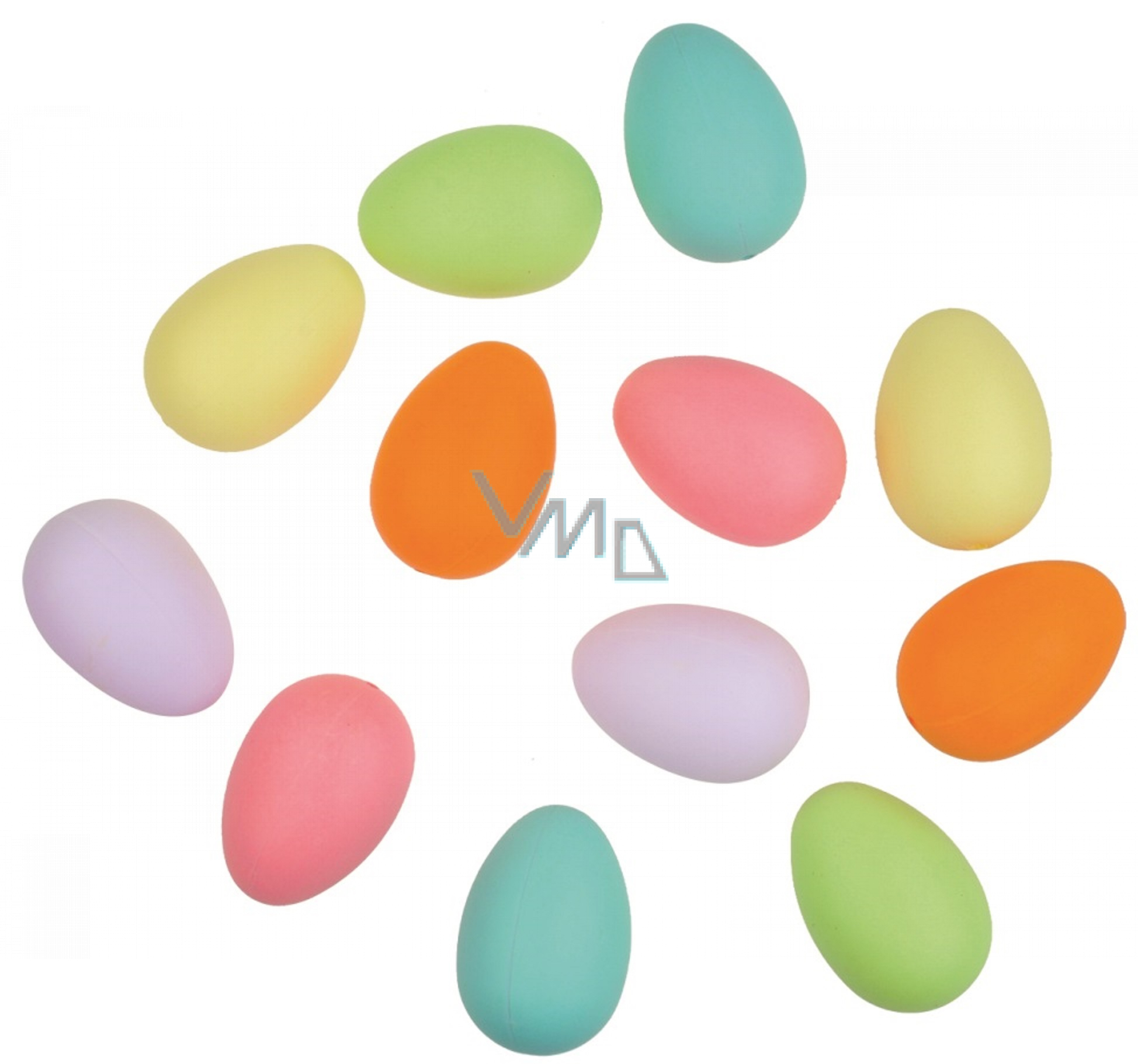 Colored pastel plastic eggs without string 6 cm 12 pieces in bag VMD