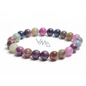 Ruby and Sapphire bracelet elastic natural stone, ball 8 mm / 16 - 17 cm