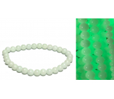 Jade Luminois Light Phosphorescent, yellow glow in the dark, bracelet elastic natural stone, bead 6 mm / 16 - 17 cm