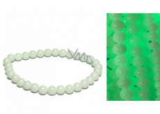 Jade Luminois Light Phosphorescent, yellow glow in the dark, bracelet elastic natural stone, bead 6 mm / 16 - 17 cm