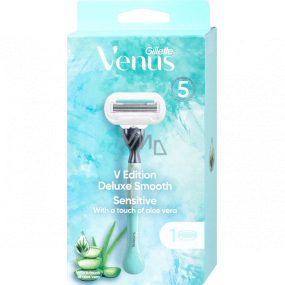 Gillette Venus V Edition Deluxe Smooth Sensitive razor with 5 blades + replacement head 1 piece for women