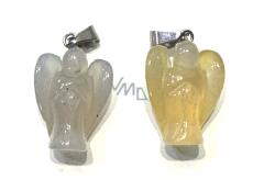 Agate light Guardian Angel, pendant natural stone hand cut 2 - 2,2 cm