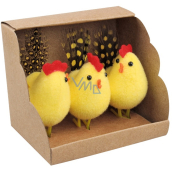 Yellow chickens with feathers 6 cm 3 pieces