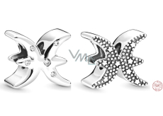 Charm Sterling silver 925 Zodiac sign Sparkling Pisces, bead for bracelet