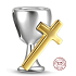 Charm Sterling silver 925 Religious charms Chalice and cross - holy communion,bead for bracelet religion