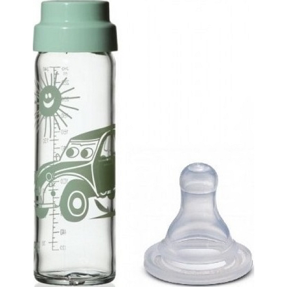 Simax Baby glass bottle with silicone sucker 250 ml various motifs and colors