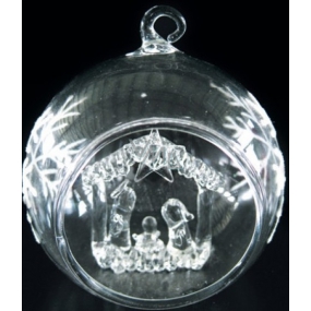 Glass ball with nativity scene 9 cm