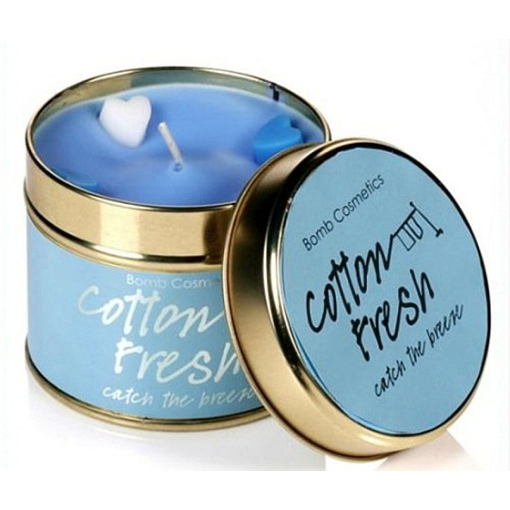 Bomb Cosmetics Fresh Cotton - Cotton Fresh Scented natural, handmade candle in a tin can burns up to 35 hours