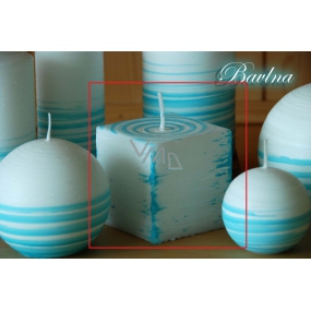 Lima Aromatic spiral Cotton candle white - turquoise cube 65 x 65 mm 1 piece