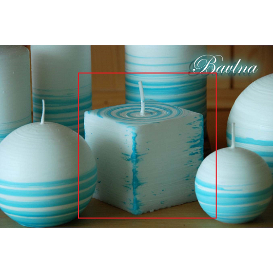 Lima Aromatic spiral Cotton candle white - turquoise cube 65 x 65 mm 1 piece