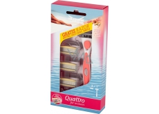 Wilkinson Sword Quattro for Women Papaya & Pearl 4 břitý holicí strojek pro ženy + náhradní břity 3 kusy, kosmetická sada