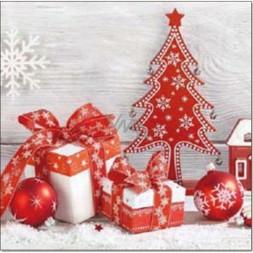 Aha Paper napkins 3 ply 33 x 33 cm 20 pieces Christmas Red tree, bows and decorations