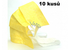 Veil 3 layers protective medical non-woven disposable, low breathing resistance 10 pieces yellow 99% with wide rubber bands