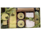 Raphael Rosalee Oliva shower gel 260 ml + bath salt 100 g + body butter 50 ml + body scrub 50 ml + body milk 260 ml + massage roller + towel, cosmetic set