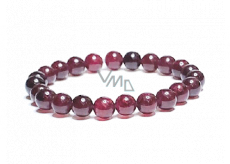 Garnet red elastic bracelet, ball 8 mm / 16-17 cm, stone of fire, love