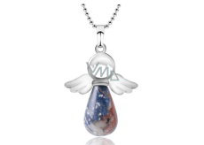 Quartz / Sodalite Angel pendant natural stone 4,2 x 3 cm, communication stone