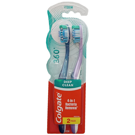 Colgate 360° Deep Clean Medium Medium Toothbrush 2 pieces