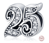 Charm Sterling silver 925 25 anniversary, bead on bracelet