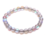 Opalite grey matt bracelet elastic, synthetic stone ball 6 mm / 16 cm, for children, wishing and hope stone