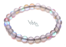 Opalite grey matt bracelet elastic, synthetic stone ball 6 mm / 16 cm, for children, wishing and hope stone