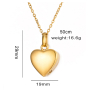 Commemorative urn pendant, Heart shiny gold, waterproof, stainless steel 19 x 29 mm + chain 50 cm