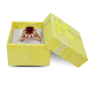 Gift box with jewelry sponge and yellow bow 4 x 4 x 2.5 cm 1 piece
