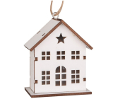 White wooden hanging house with LED lighting 6 x 7 x 3.5 cm