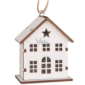 White wooden hanging house with LED lighting 6 x 7 x 3.5 cm