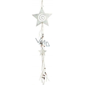 Silver embossed star for hanging 14 cm