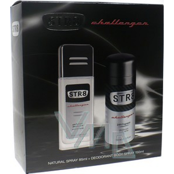Str8 Challenger perfumed deodorant glass for men 85 ml + deodorant spray 150 ml, cosmetic set