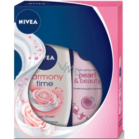 Nivea Pearl & Beauty antiperspirant spray 150 ml + Harmony Time cream shower gel 250 ml, for women cosmetic set
