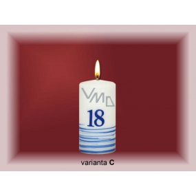 Lima Jubilee 18 years candle white decorated cylinder 50 x 100 mm 1 piece