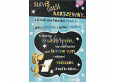 Albi Playing card in the envelope For the birthday Dog with a banner Verona for everything can time 14.8 x 21 cm