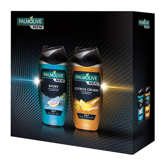 Palmolive Citrus Crush 3 in 1 shower gel for men 250 ml + Sport 3 in 1 shower gel for men 250 ml, cosmetic set