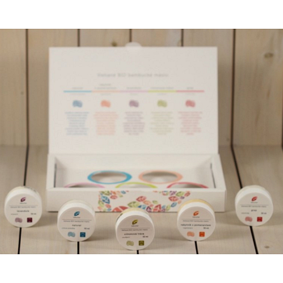 Aromatica Bebutter Bio Natural Whipped Shea Butter Sensitive Skin 50 ml + Sea buckthorn with regeneration 50 ml + Lavender relaxation 50 ml + Lemon grass refreshment 50 ml + Grep cellulite 50 ml, cosmetic set