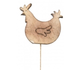Wooden hen 8 cm burnt white + wire